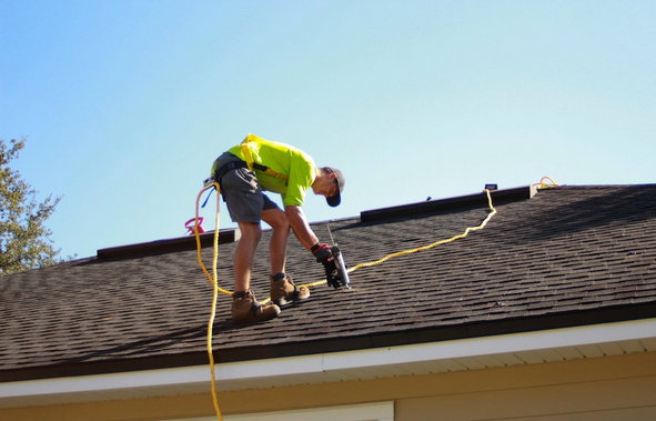 roofing contractor at work